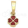 Oro Laminado Fancy Pendant, Gold Filled Style Flower Design, Red Enamel Finish, Golden Finish, 05.163.0068.3