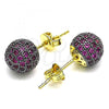 Oro Laminado Stud Earring, Gold Filled Style with Amethyst Micro Pave, Polished, Two Tone, 02.374.0001.1