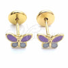 Oro Laminado Stud Earring, Gold Filled Style Butterfly Design, Enamel Finish, Golden Finish, 02.09.0039