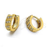 Oro Laminado Huggie Hoop, Gold Filled Style with White Cubic Zirconia, Polished, Golden Finish, 02.63.2326