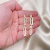 Oro Laminado Long Earring, Gold Filled Style Paperclip Design, Polished, Golden Finish, 02.213.0471