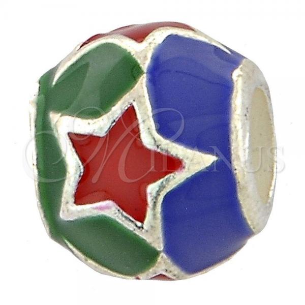 Sterling Silver Love Link Pendant, Star Design, Enamel Finish, Rhodium Finish, 05.184.0011