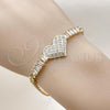 Oro Laminado Fancy Bracelet, Gold Filled Style Heart and Baguette Design, with White Cubic Zirconia, Polished, Golden Finish, 03.283.0478.07