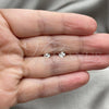 Sterling Silver Stud Earring, Ball Design, with White Cubic Zirconia, Polished, Silver Finish, 02.401.0055.02