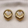 Oro Laminado Stud Earring, Gold Filled Style Hollow Design, Polished, Golden Finish, 02.282.0037