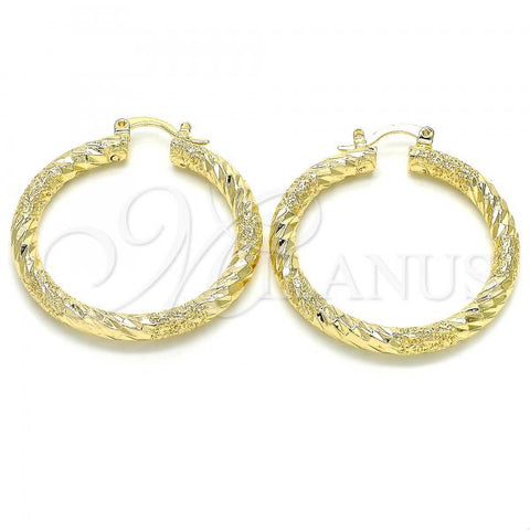 Oro Laminado Medium Hoop, Gold Filled Style Diamond Cutting Finish, Golden Finish, 02.170.0243.40