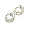 Stainless Steel Huggie Hoop, with White Crystal, Polished, Steel Finish, 02.230.0043.10