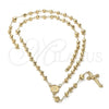 Oro Laminado Large Rosary, Gold Filled Style Guadalupe and Crucifix Design, Diamond Cutting Finish, Golden Finish, 5.203.001