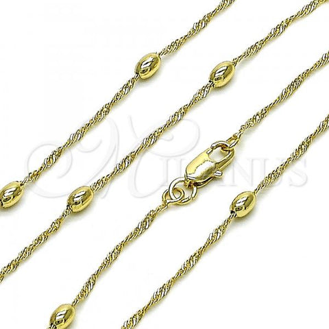 Oro Laminado Basic Necklace, Gold Filled Style Rope Design, Polished, Golden Finish, 04.213.0279.18