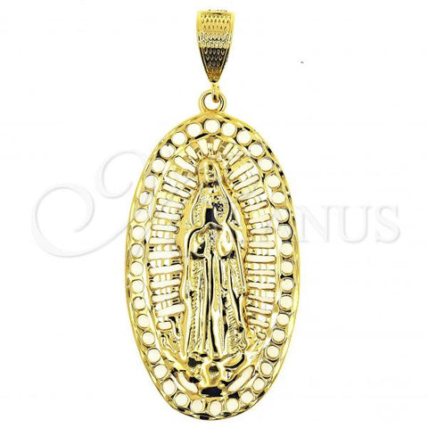 Oro Laminado Religious Pendant, Gold Filled Style Guadalupe Design, Polished, Golden Finish, 5.185.003