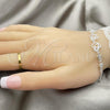Sterling Silver Fancy Bracelet, Heart Design, with White Cubic Zirconia, Polished, Silver Finish, 03.400.0006.07