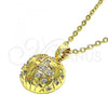 Oro Laminado Fancy Pendant, Gold Filled Style with White Micro Pave, Polished, Golden Finish, 05.193.0002