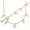 Oro Laminado Necklace and Bracelet, Gold Filled Style Cross Design, Polished, Golden Finish, 06.63.0211