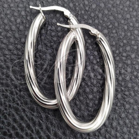 Sterling Silver Medium Hoop, Diamond Cutting Finish, Silver Finish, 02.389.0117.30