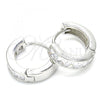 Sterling Silver Huggie Hoop, with White Cubic Zirconia, Polished, Rhodium Finish, 02.332.0057.15