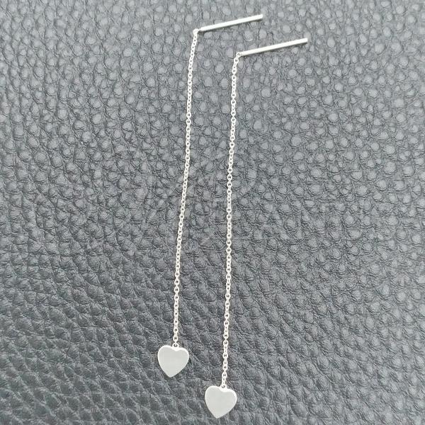 Sterling Silver Threader Earring, Heart Design, Polished, Silver Finish, 02.397.0027