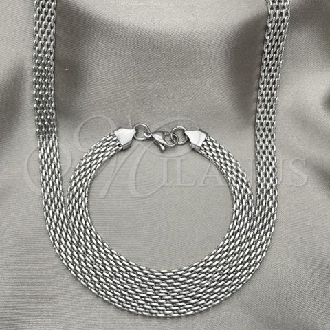 Stainless Steel Necklace and Bracelet, Bismark Design, Polished,, 06.278.0011