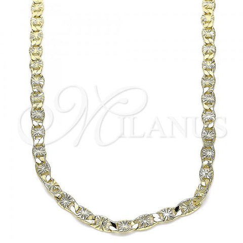 Oro Laminado Basic Necklace, Gold Filled Style Mariner Design, Diamond Cutting Finish, Golden Finish, 04.213.0247.22