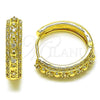 Oro Laminado Huggie Hoop, Gold Filled Style with White Cubic Zirconia and White Micro Pave, Polished, Golden Finish, 02.210.0852.23