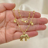 Oro Laminado Charm Anklet , Gold Filled Style Elephant and Ball Design, Polished, Golden Finish, 03.32.0592.10