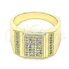 Oro Laminado Mens Ring, Gold Filled Style with White Micro Pave, Polished, Golden Finish, 01.283.0021.11 (Size 11)