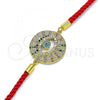 Oro Laminado Fancy Bracelet, Gold Filled Style Evil Eye Design, Turquoise Enamel Finish, Golden Finish, 03.381.0023.06