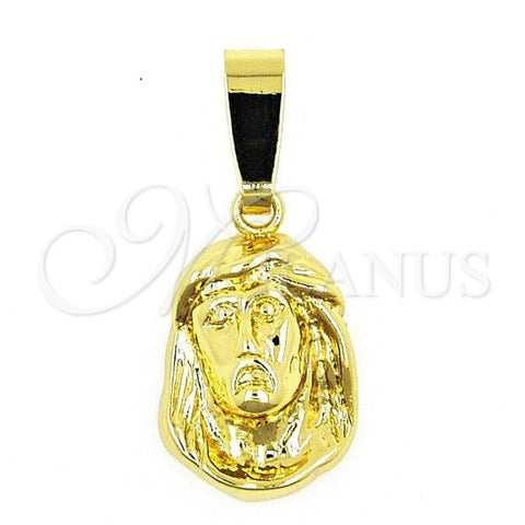 Oro Laminado Religious Pendant, Gold Filled Style Jesus Design, Polished, Golden Finish, 5.199.037