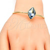 Oro Laminado Individual Bangle, Gold Filled Style with Crystal Blue Shade Swarovski Crystals, Polished, Golden Finish, 07.239.0006.6 (02 MM Thickness, One size fits all)