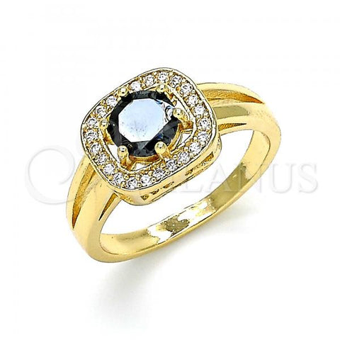 Oro Laminado Multi Stone Ring, Gold Filled Style with Black and White Cubic Zirconia, Polished, Golden Finish, 01.210.0123.3.06