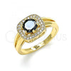 Oro Laminado Multi Stone Ring, Gold Filled Style with Black and White Cubic Zirconia, Polished, Golden Finish, 01.210.0123.3.06
