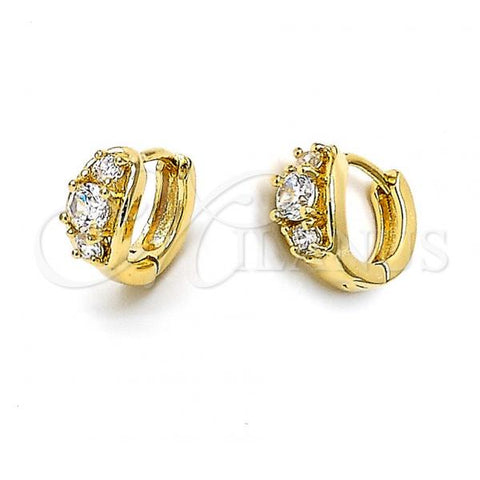 Oro Laminado Huggie Hoop, Gold Filled Style with White Cubic Zirconia, Polished, Golden Finish, 5.130.006.1