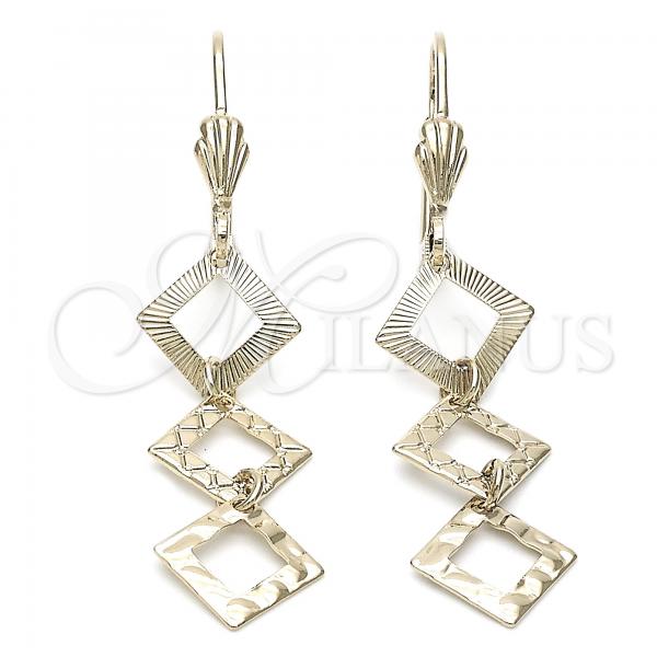 Oro Laminado Long Earring, Gold Filled Style Golden Finish, 02.63.0738