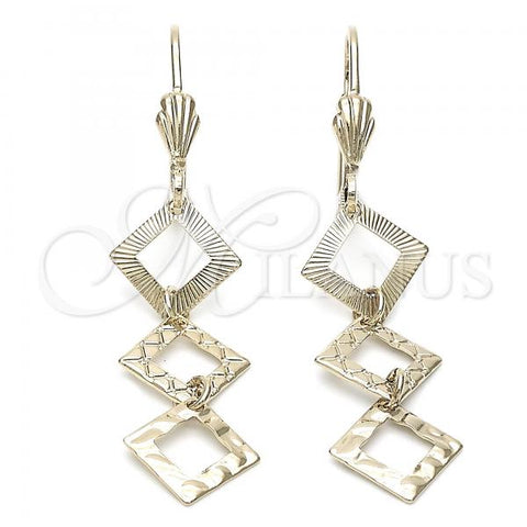 Oro Laminado Long Earring, Gold Filled Style Golden Finish, 02.63.0738