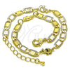 Oro Laminado Fancy Anklet, Gold Filled Style Mariner and Elephant Design, Polished, Golden Finish, 03.63.2272.10