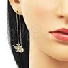 Oro Laminado Threader Earring, Gold Filled Style Butterfly Design, with White Micro Pave, Polished, Golden Finish, 02.210.0814