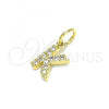 Oro Laminado Fancy Pendant, Gold Filled Style Initials Design, with White Cubic Zirconia, Polished, Golden Finish, 05.341.0031