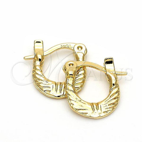 Oro Laminado Children Hoop, Gold Filled Style Bow Design, Diamond Cutting Finish, Golden Finish, 5.159.084