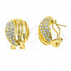 Oro Laminado Stud Earring, Gold Filled Style with White Crystal, Polished, Golden Finish, 02.59.0070 *PROMO*