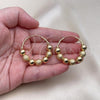 Oro Laminado Medium Hoop, Gold Filled Style Ball and Hollow Design, Matte Finish, Golden Finish, 02.170.0464.35