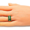 Oro Laminado Multi Stone Ring, Gold Filled Style with Green Cubic Zirconia, Polished, Golden Finish, 01.346.0020.3.07