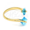 Oro Laminado Multi Stone Ring, Gold Filled Style with Blue Topaz Cubic Zirconia, Polished, Golden Finish, 01.284.0054