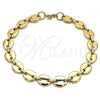 Oro Laminado Basic Anklet, Gold Filled Style Puff Mariner Design, Polished, Golden Finish, 04.116.0062.10