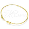 Oro Laminado Individual Bangle, Gold Filled Style Little Girl Design, with White Micro Pave, Polished, Golden Finish, 07.156.0068