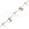 Oro Laminado Charm Anklet , Gold Filled Style Ball and Flower Design, Polished, Tricolor, 03.331.0073.10