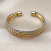 Oro Laminado Individual Bangle, Gold Filled Style Diamond Cutting Finish, Tricolor, 07.170.0069