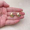 Oro Laminado Stud Earring, Gold Filled Style Chunky Design, Polished, Golden Finish, 02.163.0246