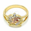 Oro Laminado Elegant Ring, Gold Filled Style Crown Design, Polished, Tricolor, 01.351.0002.09 (Size 9)