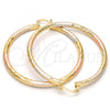 Oro Laminado Large Hoop, Gold Filled Style Hollow Design, Diamond Cutting Finish, Tricolor, 02.170.0109.1.60