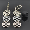 Oro Laminado Long Earring, Gold Filled Style Heart and Flower Design, Diamond Cutting Finish, Tricolor, 5.115.015