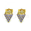 Oro Laminado Stud Earring, Gold Filled Style Grape Design, with Amethyst Cubic Zirconia, Polished, Golden Finish, 02.387.0092